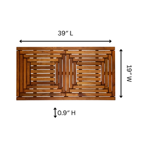 Denver Oiled Double Framed Teak Shower and Bath Mat 39" x 19"