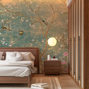 Vintage Florals on grunge Wallpaper Peel and Stick
