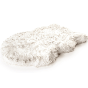 PupRug by Paw.com® Faux Fur Orthopedic Dog Bed - Curve White with Brown Accents