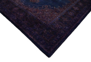 Custom Made Purple Traditional Floral Design Hand Tufted Overdyed Wool Area Rug