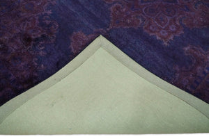Custom Made Purple Traditional Floral Design Hand Tufted Overdyed Wool Area Rug
