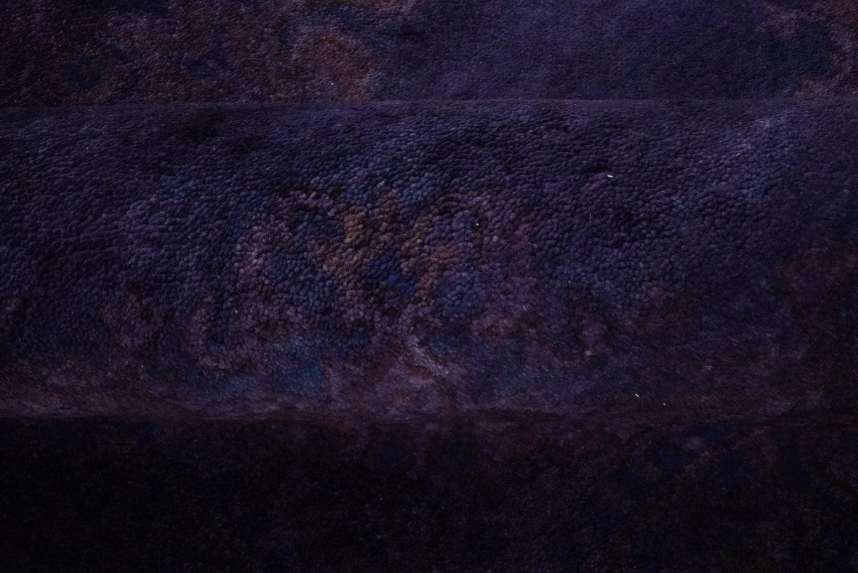 Custom Made Purple Traditional Floral Design Hand Tufted Overdyed Wool Area Rug