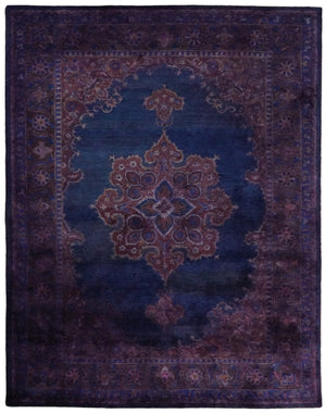 Custom Made Purple Traditional Floral Design Hand Tufted Overdyed Wool Area Rug
