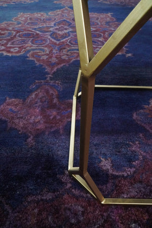 Custom Made Purple Traditional Floral Design Hand Tufted Overdyed Wool Area Rug