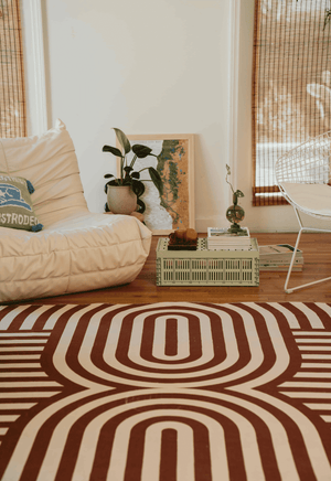 Curvy Brown Stripes Design Rug