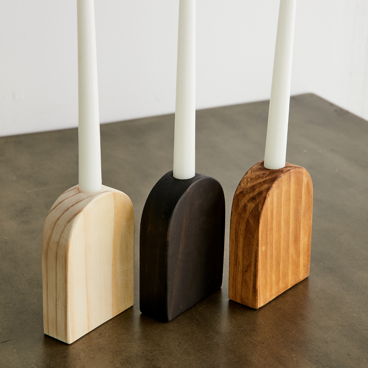Arch Wooden Taper Candle Stand