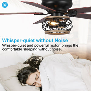 48" Antwerp Farmhouse Flush Mount Reversible Ceiling Fan with Lighting and Remote Control