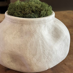 Medina, Terracotta Planter, Hand-painted in Antique White, 8.6"D x 5.7"H