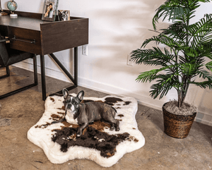 PupRug® Animal Print Memory Foam Dog Bed - Brown Faux Cowhide