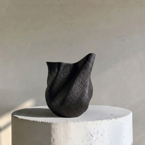 Everest Terracotta Vessel, Hand-painted in Jet Black, 11.4"L x 10"W x 13"H