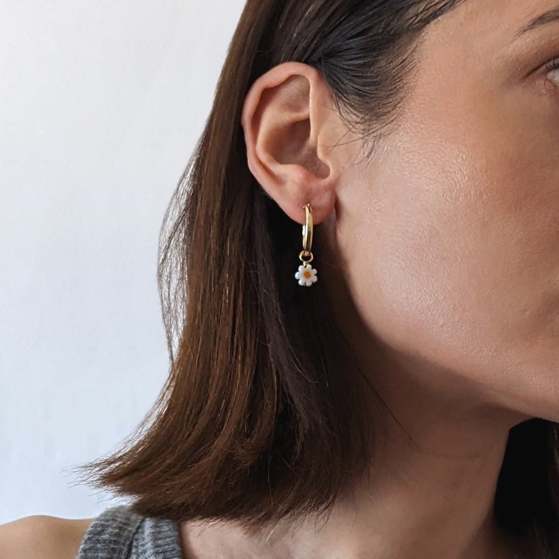 Charm Hoop Earrings | Daisies