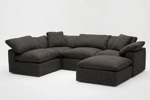 5-Cube Modular U-Sofa Armless & Ottoman Chaise