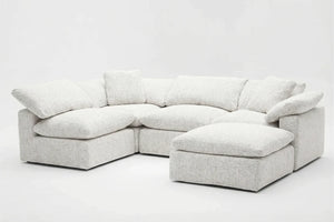5-Cube Modular U-Sofa Armless & Ottoman Chaise