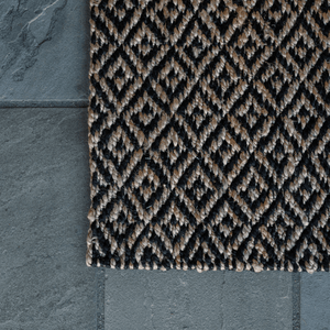 Natural and Black Diamonds Jute Rug