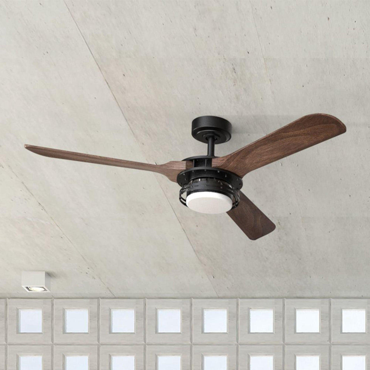 52" Aerofanture Industrial DC Motor Downrod Mount Reversible Ceiling Fan with Lighting and Remote Control