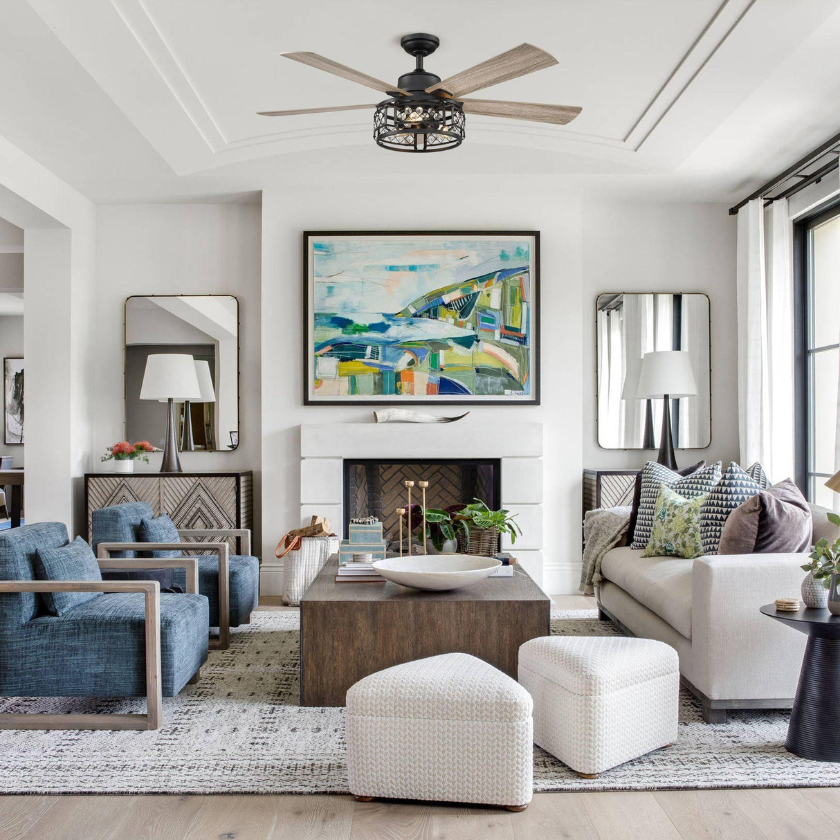 52" Divisadero Farmhouse Ceiling Fan with Remote Control