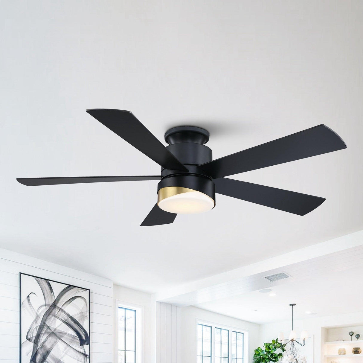52" Flush Mount Smart Fan with LED Light