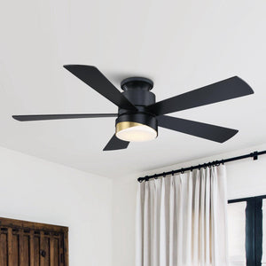 52" Flush Mount Smart Fan with LED Light
