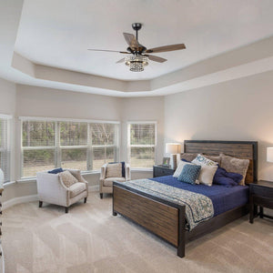 52" Howell Modern Downrod Mount Reversible Crystal Ceiling Fan with Lighting and Remote Control