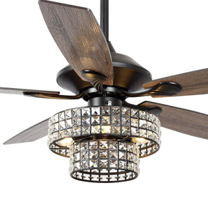 52" Howell Modern Downrod Mount Reversible Crystal Ceiling Fan with Lighting and Remote Control