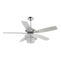 52" Nowthen Modern Crystal Chandelier Ceiling Fan With Led Light And Remote Control 5 Blades Chrome