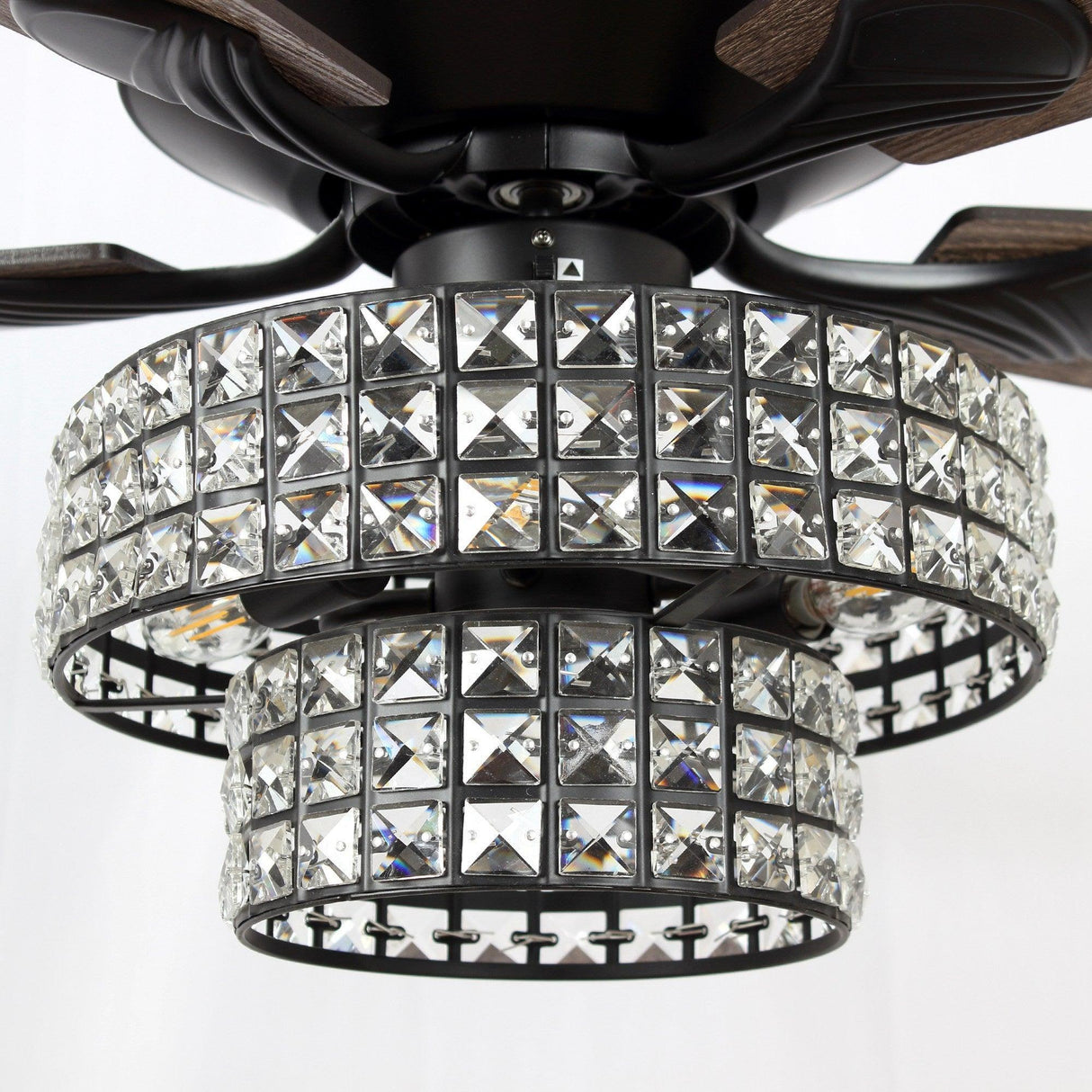52" Howell Modern Downrod Mount Reversible Crystal Ceiling Fan with Lighting and Remote Control