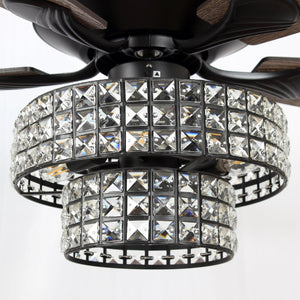 52" Howell Modern Downrod Mount Reversible Crystal Ceiling Fan with Lighting and Remote Control