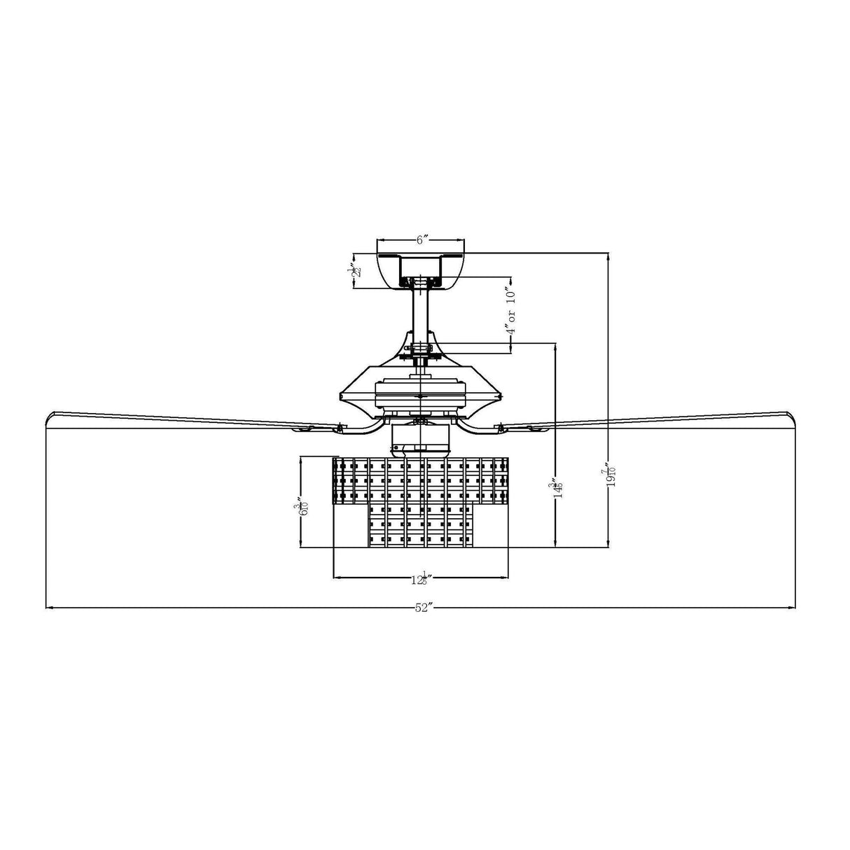 52" Howell Modern Downrod Mount Reversible Crystal Ceiling Fan with Lighting and Remote Control
