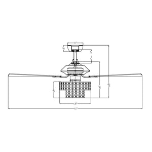 52" Howell Modern Downrod Mount Reversible Crystal Ceiling Fan with Lighting and Remote Control