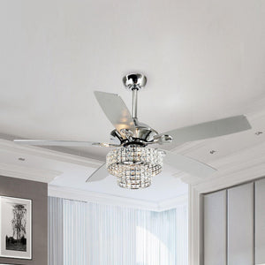 52" Howell Modern Downrod Mount Reversible Crystal Ceiling Fan with Lighting and Remote Control