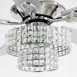52" Howell Modern Downrod Mount Reversible Crystal Ceiling Fan with Lighting and Remote Control
