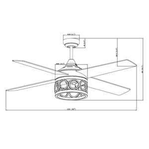 52" Hyderabad-Secunderabad Farmhouse Downrod Mount Reversible Ceiling Fan with Lighting and Remote Control