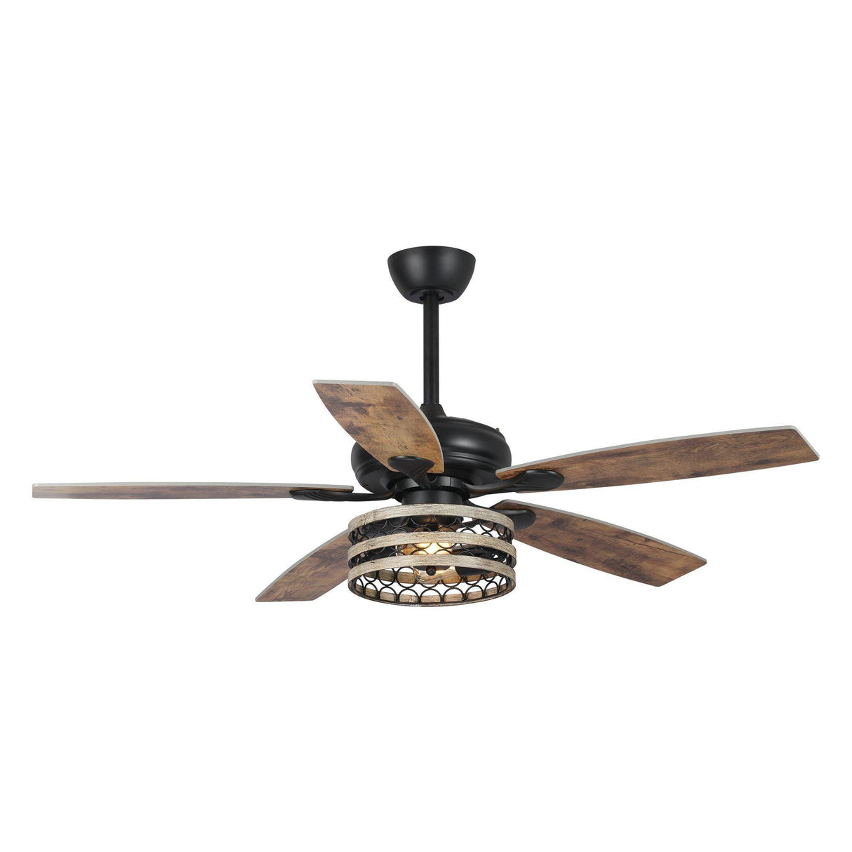 52" Matte Black Led Indoor Cage Ceiling Fan 5 Blade
