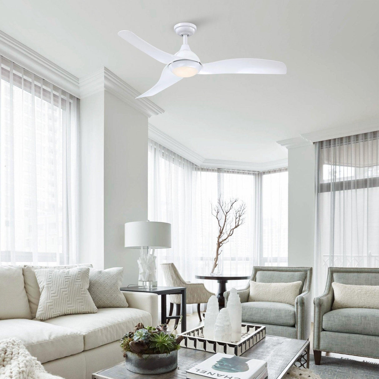 52" Industrial DC Motor Downrod Mount Reversible Ceiling Fan with LED Lighting and Remote Control