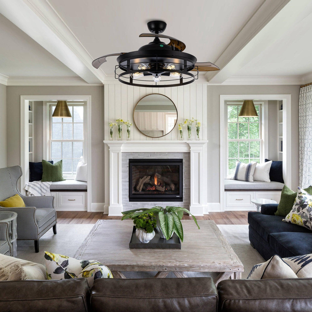 52" Jamshedpur Industrial Downrod Mount Ceiling Fan with Lighting and Remote Control