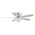 52" Modern Chrome Flush Mount Reversible Crystal Ceiling Fan With Lighting And Remote Control