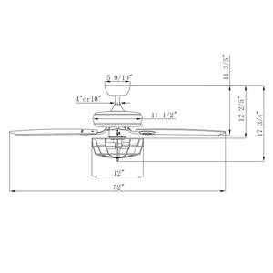 52" Kyla Industrial Brushed Nickel Reversible Caged Ceiling Fan with Lighting