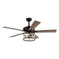 52" New Delhi Industrial Downrod Mount Reversible Ceiling Fan with Lighting and Remote Control