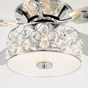 52" Tibuh Modern Downrod Mount Reversible Crystal Ceiling Fan with Lighting and Remote Control