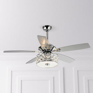 52" Tibuh Modern Downrod Mount Reversible Crystal Ceiling Fan with Lighting and Remote Control
