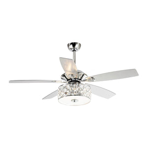 52" Tibuh Modern Crystal Chandelier Ceiling Fan With Led Light And Remote Control 5 Blades Chrome