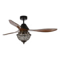 52" Vicky Indoor 3-Blade Rustic Crystal Ceiling Fan With Remote And Light Kit Included