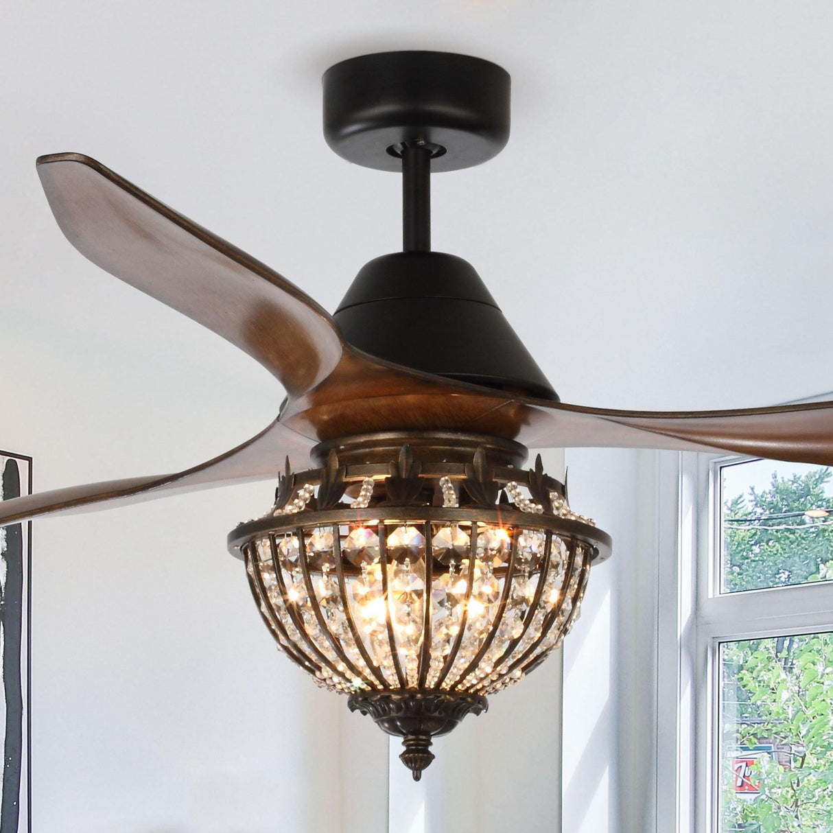 52" Vicky Farmhouse DC Motor Downrod Mount Reversible Ceiling Fan with Lighting and Remote Control