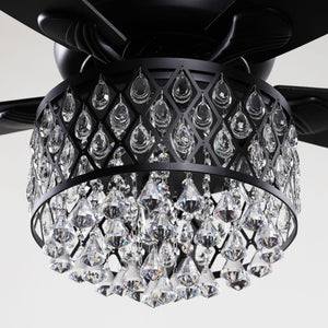 52" Wethington Modern Downrod Mount Reversible Crystal Ceiling Fan with Lighting and Remote Control