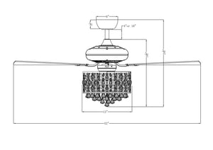52" Wethington Modern Downrod Mount Reversible Crystal Ceiling Fan with Lighting and Remote Control