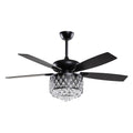 52” Wethington Modern Crystal Chandelier Ceiling Fan With Light And Remote Control Black