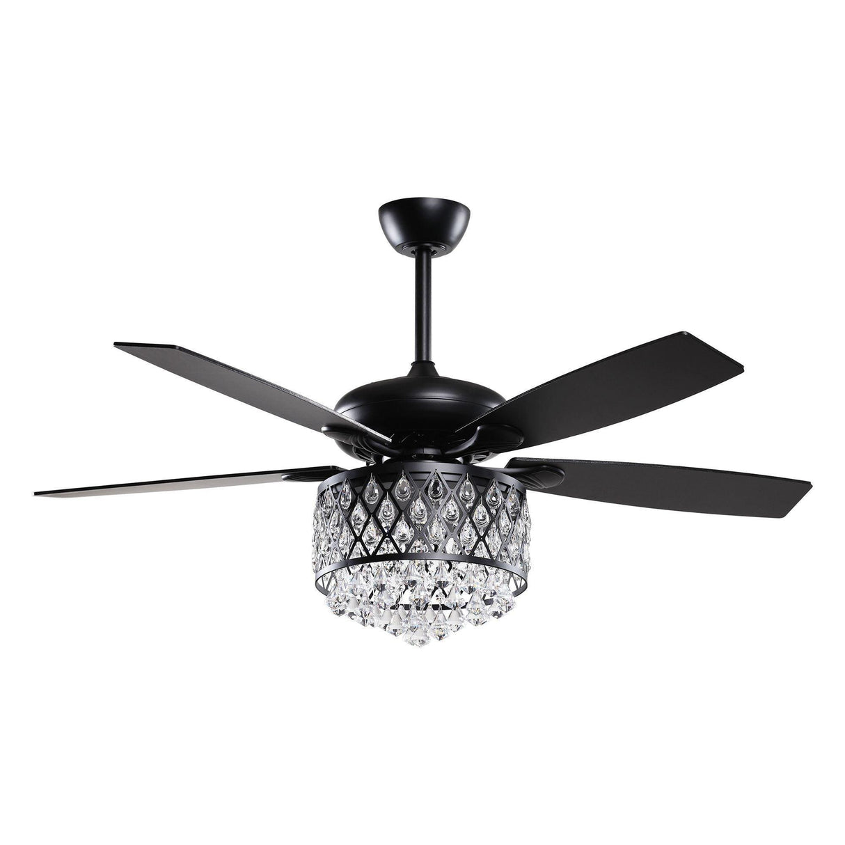 52” Wethington Modern Crystal Chandelier Ceiling Fan With Light And Remote Control Black