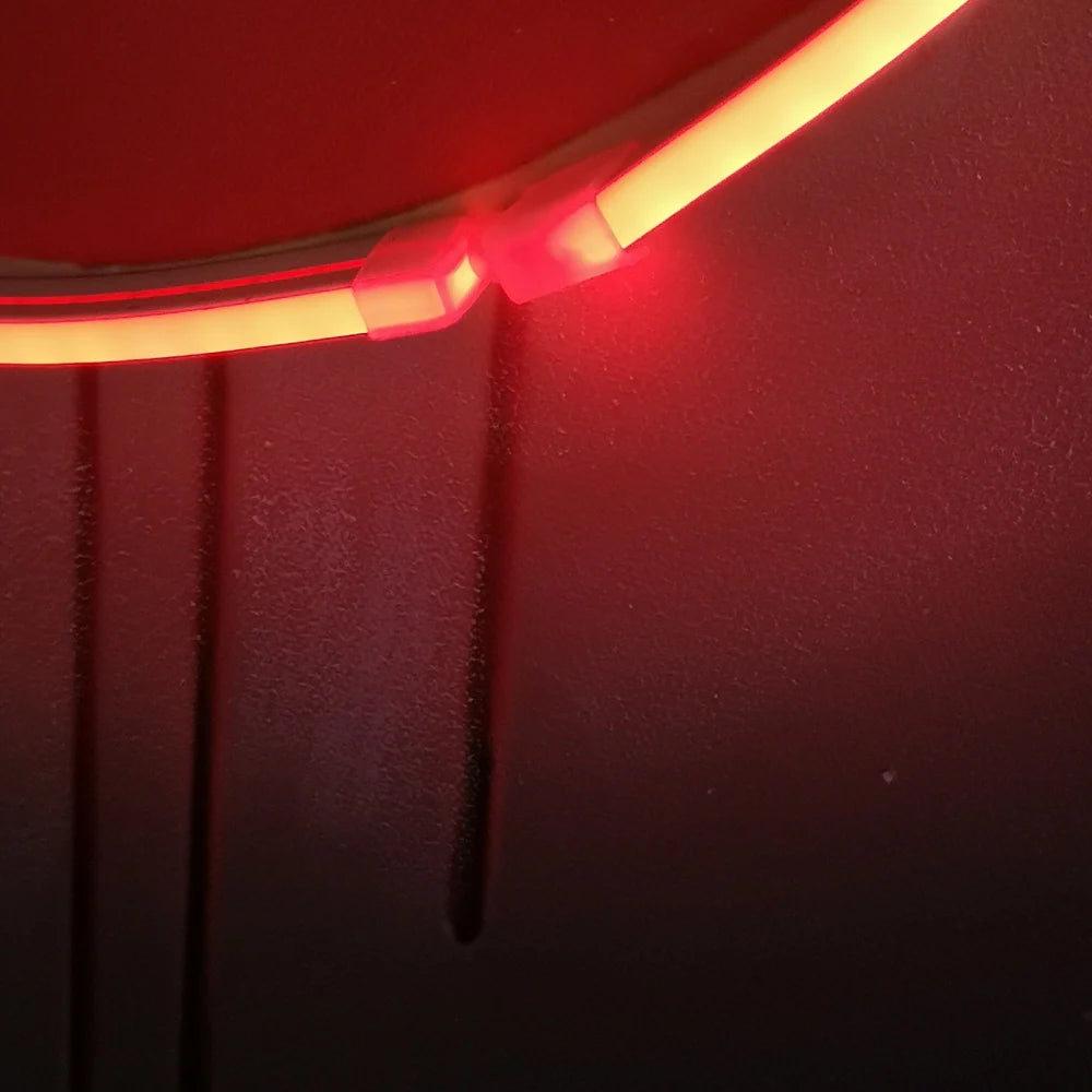 Red Lips LED Wall Art | Lip Biting Red LED Canvas with Paint Drip