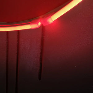 Red Lips LED Wall Art | Lip Biting Red LED Canvas with Paint Drip