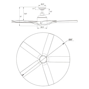 56" Genoa Farmhouse DC Motor Downrod Mount Reversible Ceiling Fan with Lighting and Remote Control